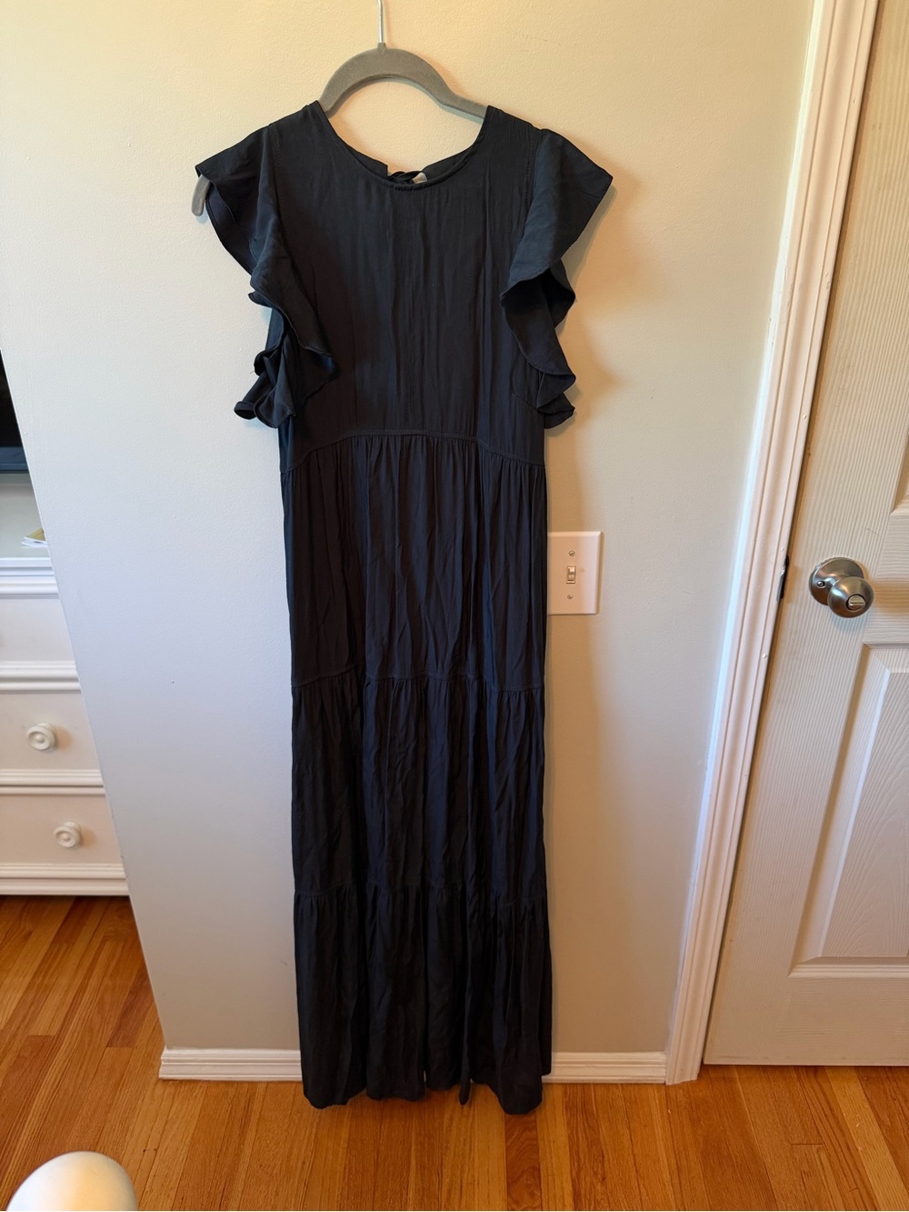 Pinch Black Ruffle Sleeve Maxi Dress